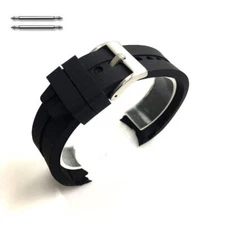 Rubber Silicone Curved End Replacement Watch Band Strap Steel Buckle #4511