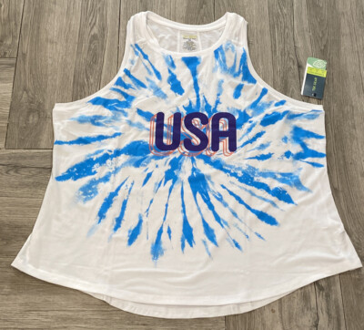 Tek Gear Essential Gear USA Tank Top Blue Tie Dye Women's Plus Sizes