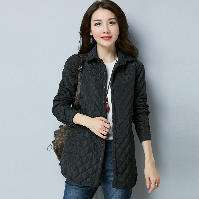 ALTRA Camicia donna trapuntata giacca invernale bottoni manica lunga check cappotto accogliente outwear morbido