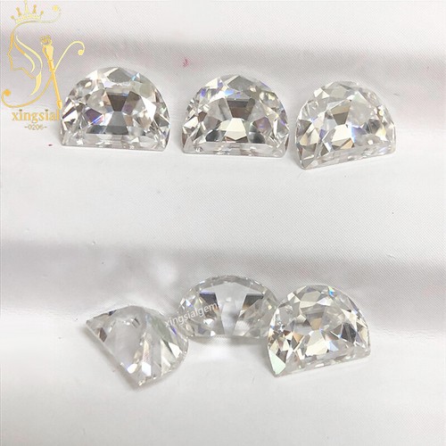 2Pcs White D Color Half Moon Cut Moissanite Loose Stone VVS For Jewelry Gemstone - Picture 7 of 13