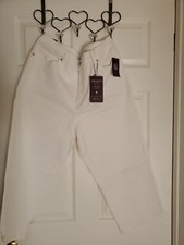 Gloria Vanderbilt Amanda Skimmer White Capri JeansAll-arou Slimming Women Sz 16