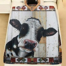 Cute 3D Cow Fleece Blanket Special Gift For Birthday, Holiday Gifts for Her Him