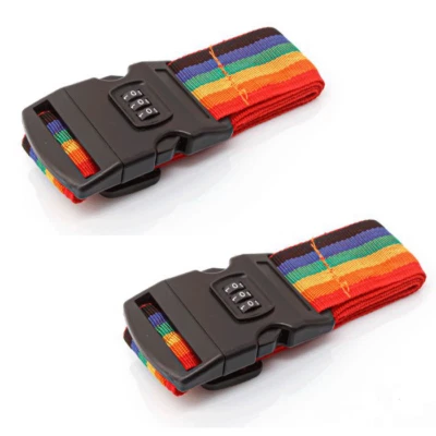 2x CINGHIA FASCIA CINTURA COMBINAZIONE CHIUSURA BAGAGLIO VIAGGIO VALIGIA VALIGIE