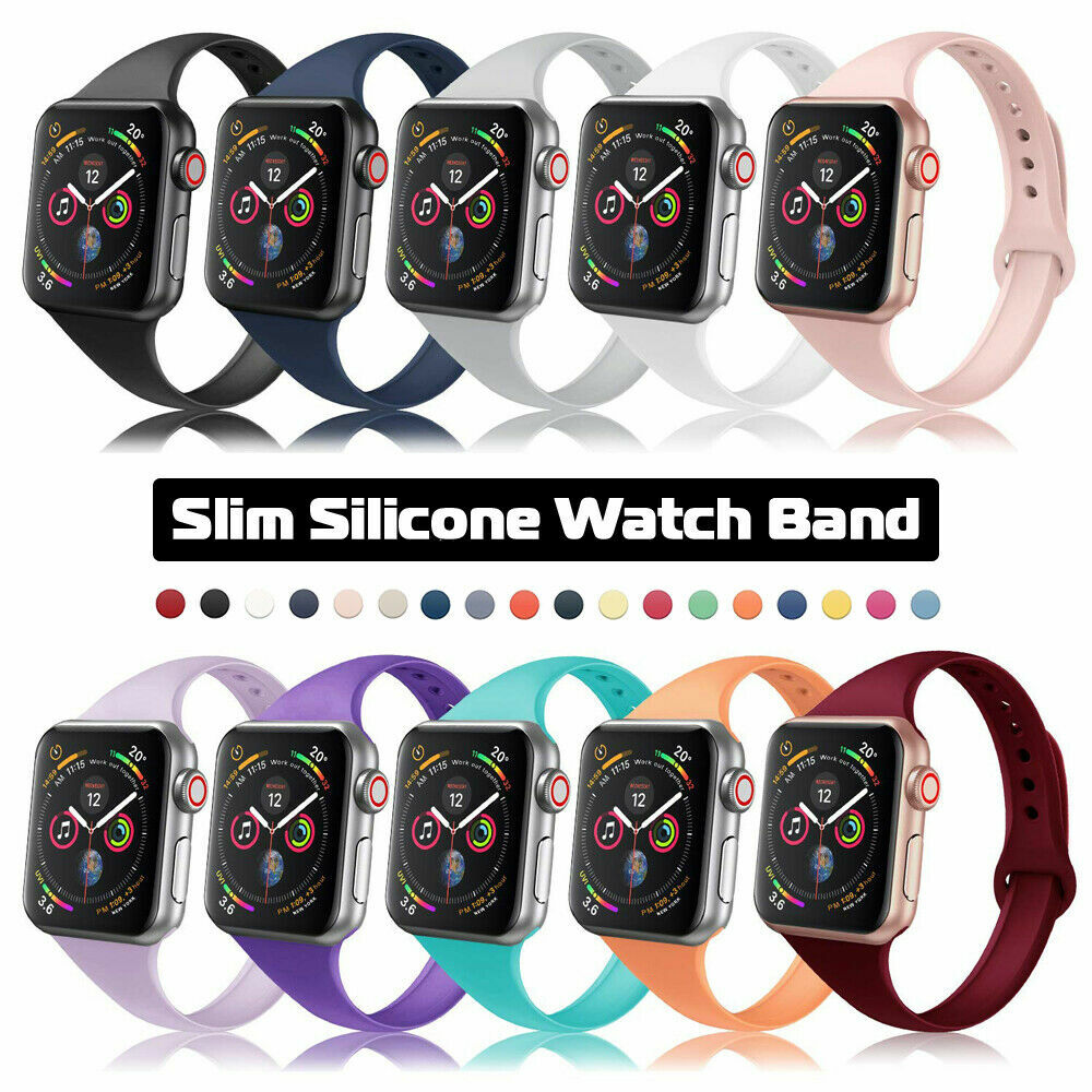 40/44mm Slim Silicone Sports Band Strap for Apple Watch SE iWatch Series 8 7 654