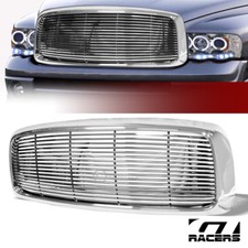 For 2002-2005 Ram Chrome Horizontal Billet Front Hood Bumper Grill Grille Guard