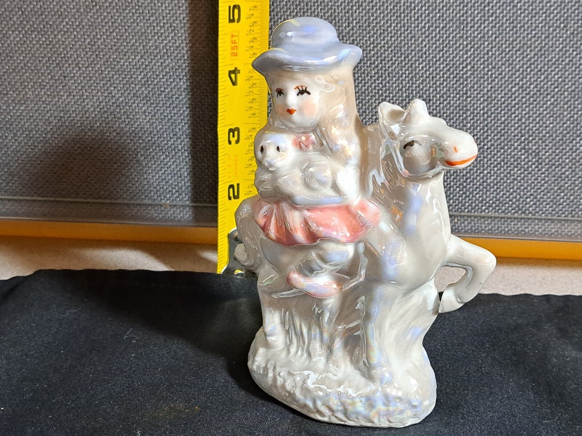 Rare Vintage signed iridescent Unicorn with girl and pet rider