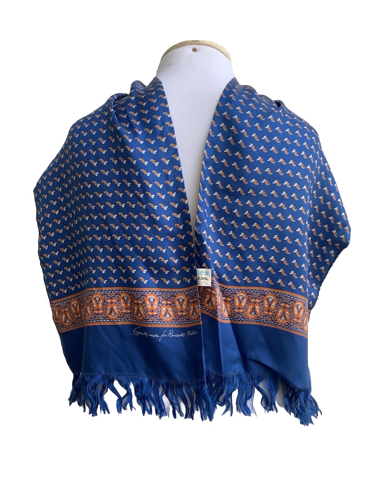 RENAULT PAISLEY BLUE RECTANGLE Silk scarf 47/10  in MADE IN CHINA #A47