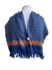 RENAULT PAISLEY BLUE RECTANGLE Silk scarf 47/10  in MADE IN CHINA #A47