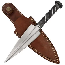Demon Hiding Railroad Spike Knife with Twisted Handle & Genuine Leather Sheath..