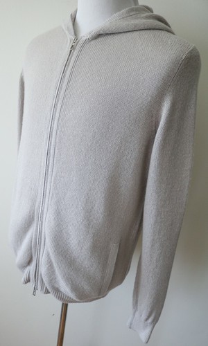 $2685 LORO PIANA Silver Gray Soft Baby Cashmere Bomber Jacket Hoodie 54 Euro XL - Picture 3 of 11