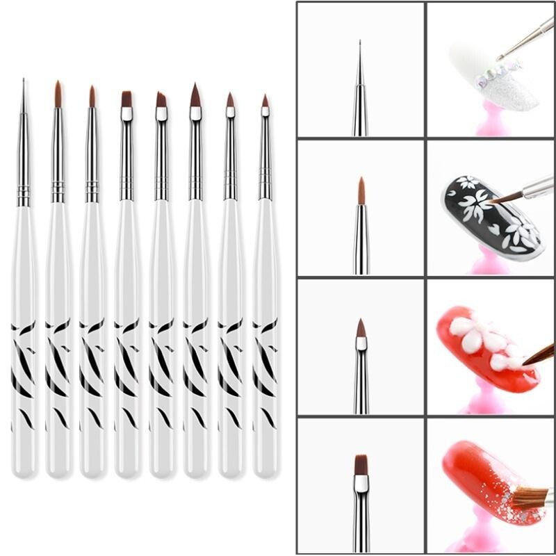 Professionelles Nagelpinsel-Set – 8-teilig Für Gel, French & Nailart