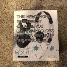 Boom SWAP Water Resistant Customizable Headphones w/ Inline Mic & Remote - White
