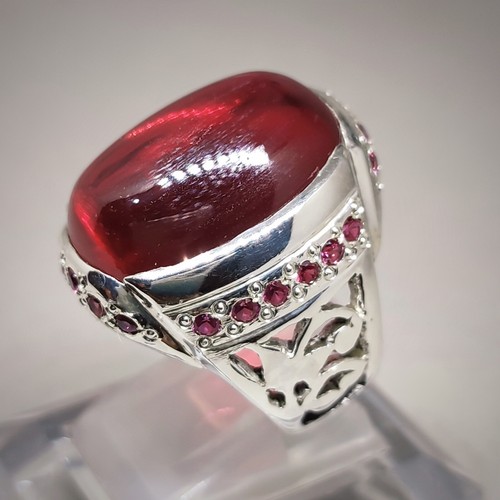 Men’s Red Ruby Statement Ring Sterling Silver Vintage Style Gemstone Jewellery - Picture 9 of 24