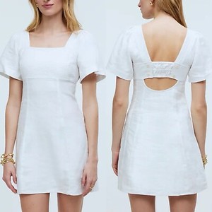 embellished linen cap sleeve dress Midi Length Linen Wrap Dress with Cap Sleeve