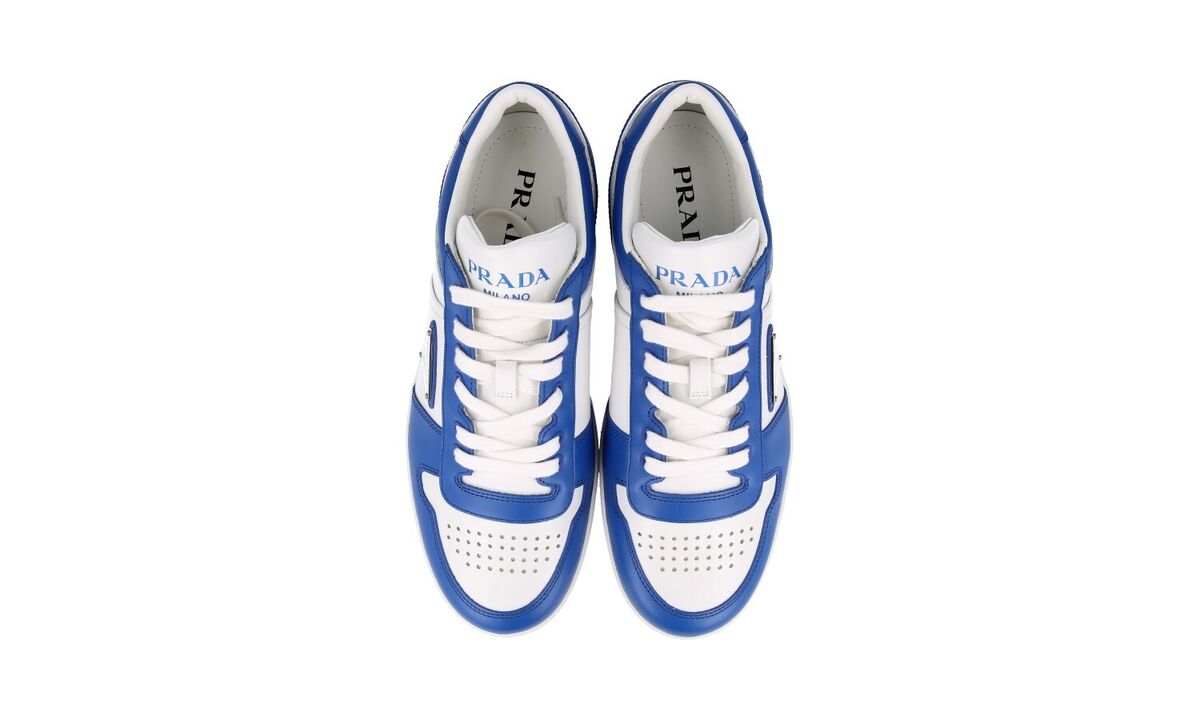 PRADA DOWNTOWN SNEAKERS SHOES 2EE364 BLUE WHITE LEATHER NEW PRADA DOWNTOWN SNEAKERS SHOES 2EE364 BLUE WHITE LEATHER NEW