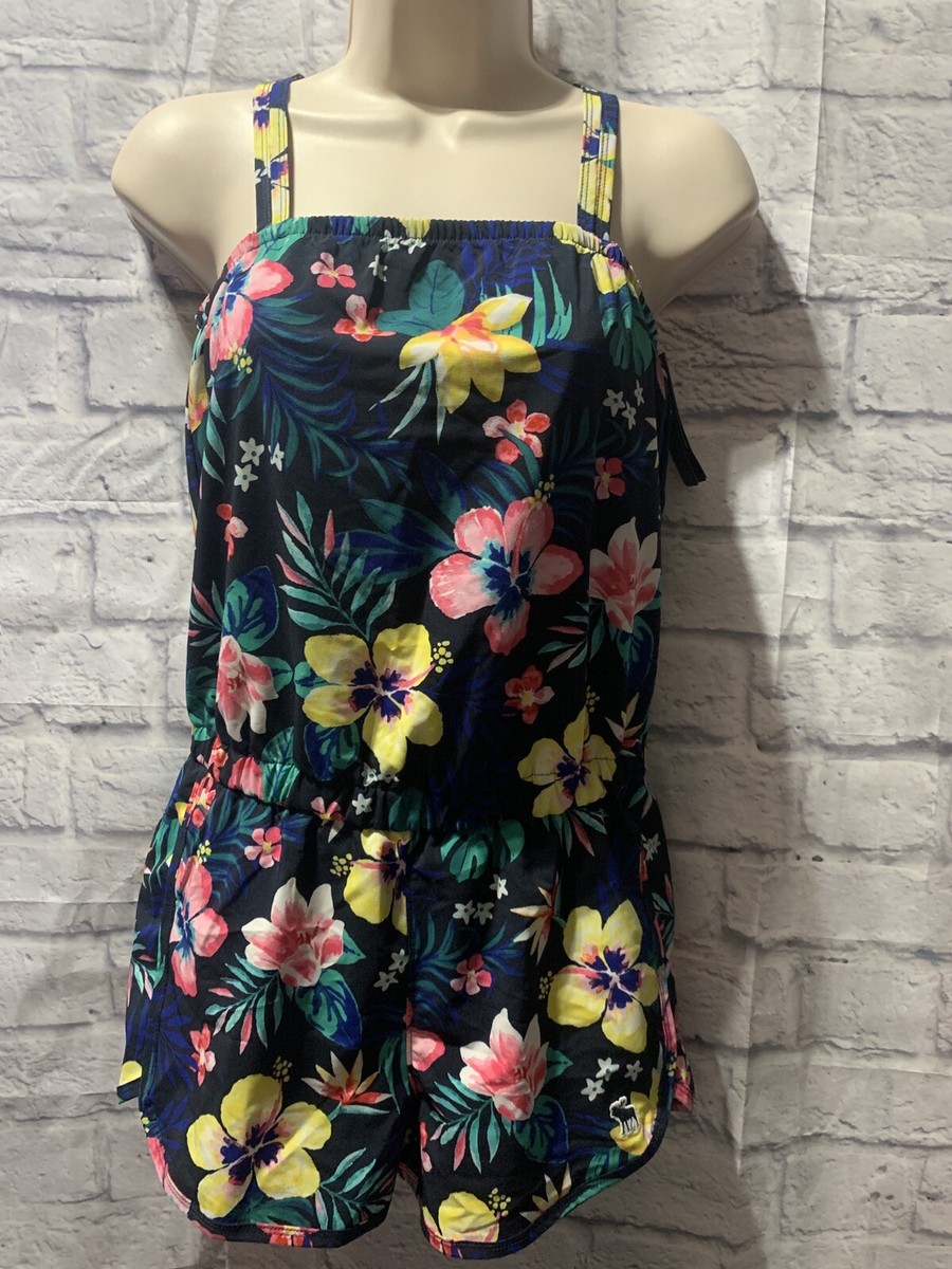 NWT! Abercrombie Kids Pool To Play Romper Girls 13/14 Blue Floral