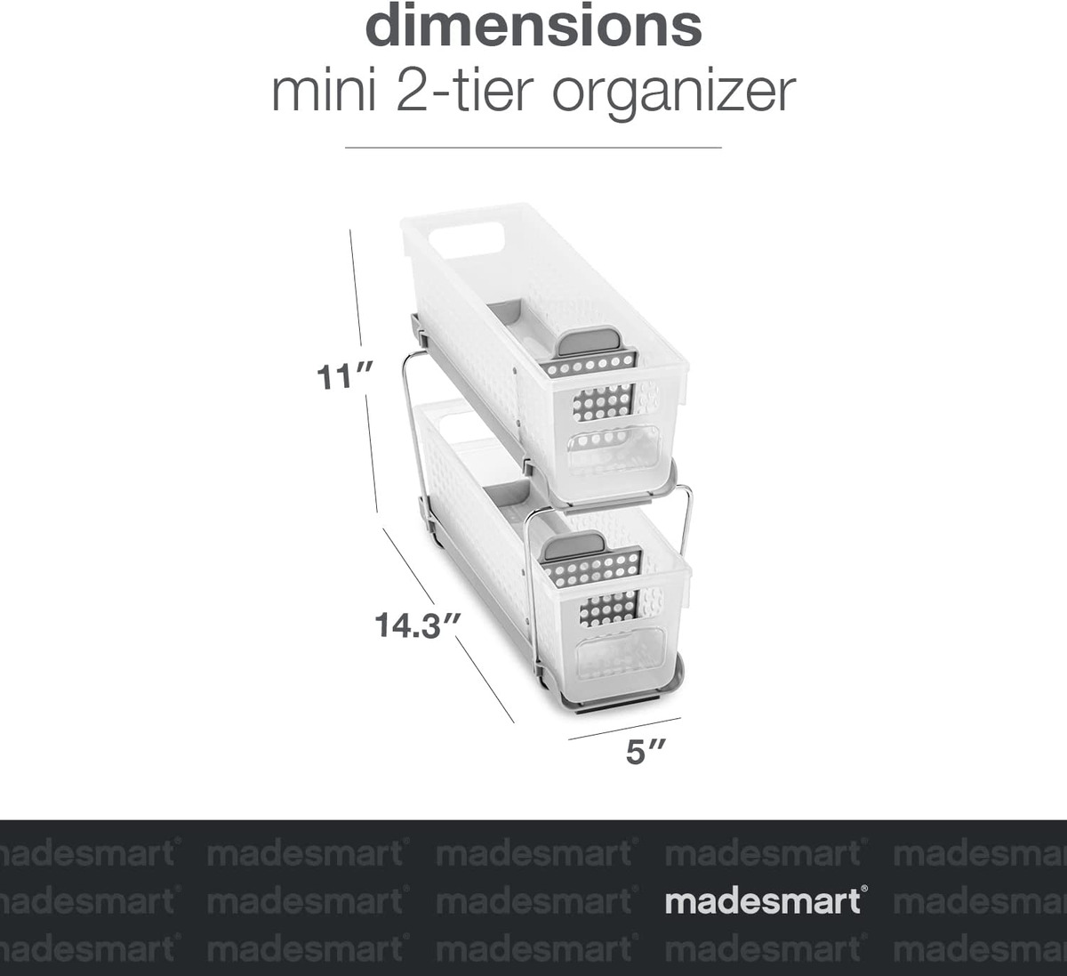 Madesmart 2-Tier Plastic Multipurpose Organizer with Divided Slide