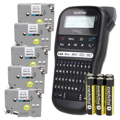 Brother PT-H110 + 5PK TZe-231 P-Touch TZ TZe QWERTY Schwarz auf Weiß 12mm x 8m