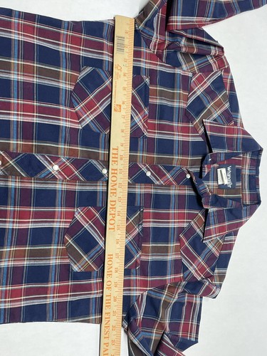 Vintage Wrangler Pearl Snap Western Plaid Shirt Mens M Cowboy Rodeo Country 90s - Picture 15 of 18