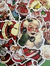 Set of 15 Vintage Holidays Christmas Fall Gold Stickers Scrapbooking Santa