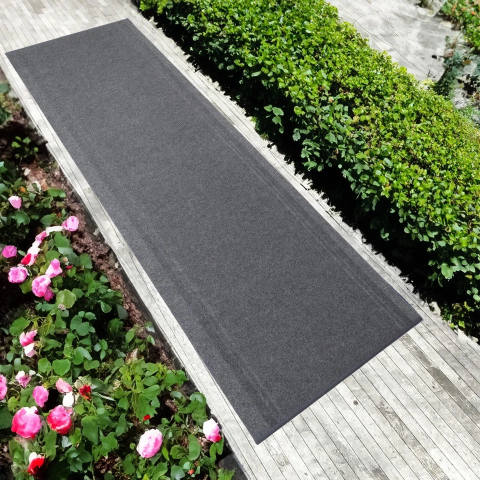 Anti Slip Light Weight Low Profile Gray Rug Runner Hallway Office Outdoor - Image 2 of 4