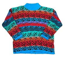 Vintage 80s Gitano Plus Colorful Knit Mock Neck Sweater Women’s Size 42/22W
