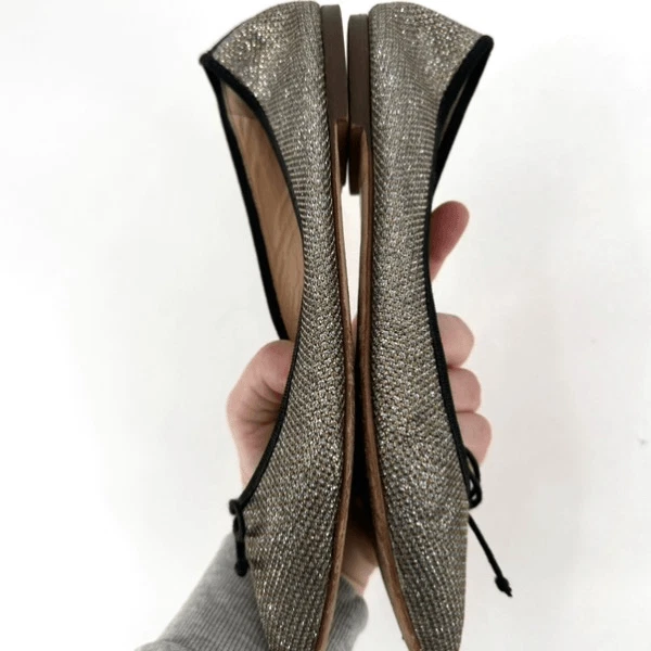 Pisos de ballet J.Crew para mujer Gemma brillo plateados talla 7 Foto 3 de 4