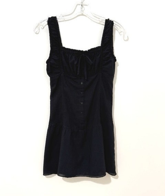 Frankies Bikinis Christa Ruffle Mini Dress Black Cotton Size Small | eBay