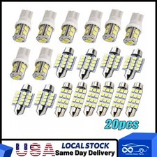 20pcs Led Interior Lights Bulbs Kit Car Trunk Dome License 6000k-6500k White