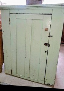 Primitive Virginia Jelly Cupboard Old Apple Green Paint 