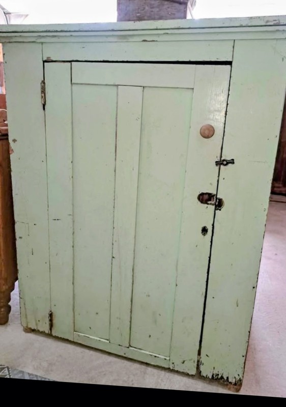 Primitive Virginia Jelly Cupboard Old Apple Green Paint 