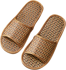 1Pair Woven House Slippers for Men and Women Breathable Indoor Footwear Lightwei