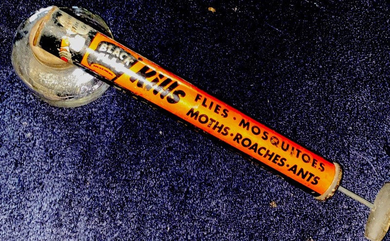 Vintage Black Flag Bug Pump Sprayer Glass Bowl Ants Flies Advertising Excellent