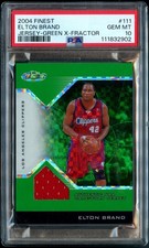 2004 TOPPS FINEST NBA ELTON BRAND JERSEY GREEN X-FRACTOR #/15 PSA 10 GEM 💎 MINT