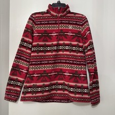 Ariat Tek Fleece Pullover Sweater Quarter Zip Aztec Southwestern Red Medium