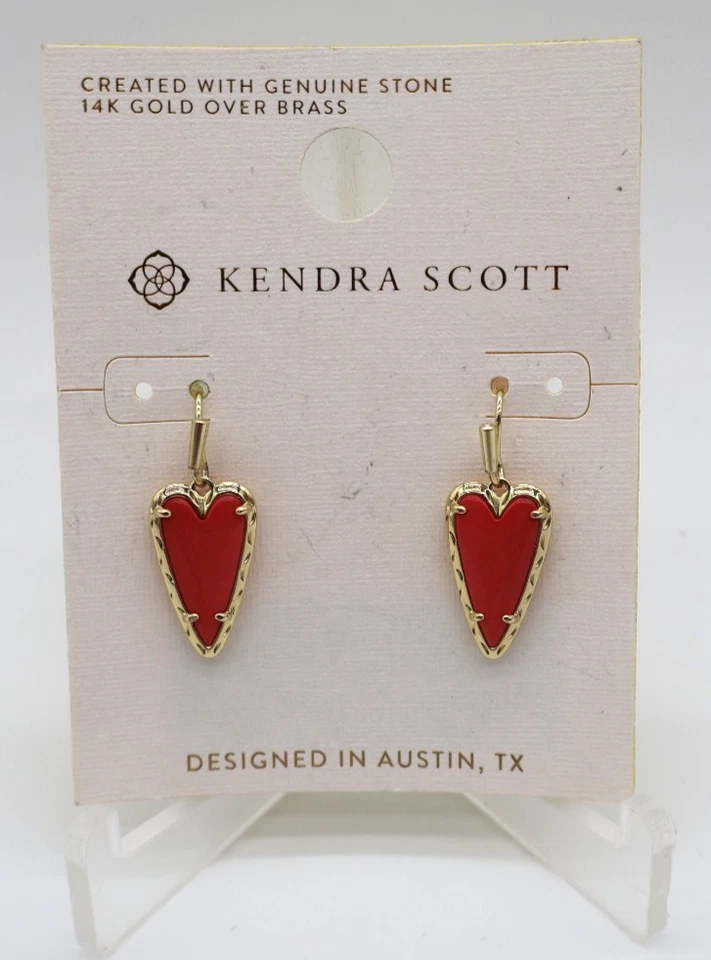 Kendra Scott Aria Magnesite 14K Gold Over Brass Drop Earrings Red Magnesite - Image 2 of 4