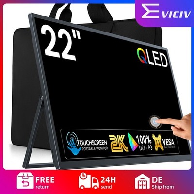 EVICIV Portable Monitor Touchscreen, 22 Zoll 2K 1440P Tragbare Monitore mit VESA