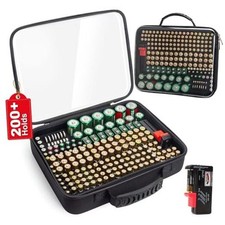 Battery Organizer Storage Case with Tester,Stores  Protects 200 Battery Case