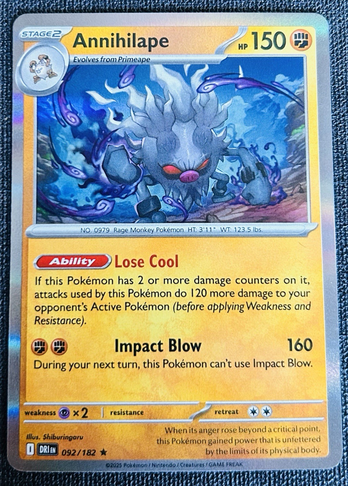 Pokemon TCG Annihilape 92/182 Destined Rivals Holo