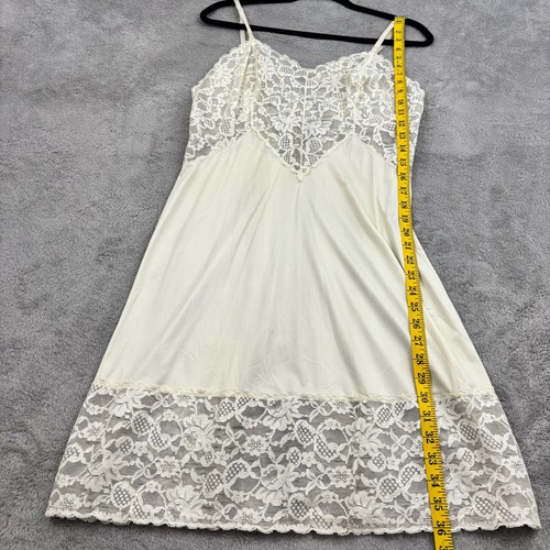 VTG Vanity Fair Lace Trim Slip Dress Womens S/M Ivory Fairy Y2K Boho Dainty Sexy - Picture 10 of 14