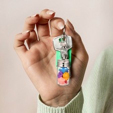 12 Pcs Mini Keychain Pendants Glass Bottle Charms Drifting Clear Storage Jars