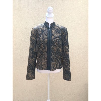 Alberto Makali 100% Dacron black and brown zip up textured Jacket