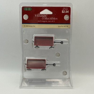 2004 Lemax Village Accessories Set Of 2 Little Red Wagons 44175W