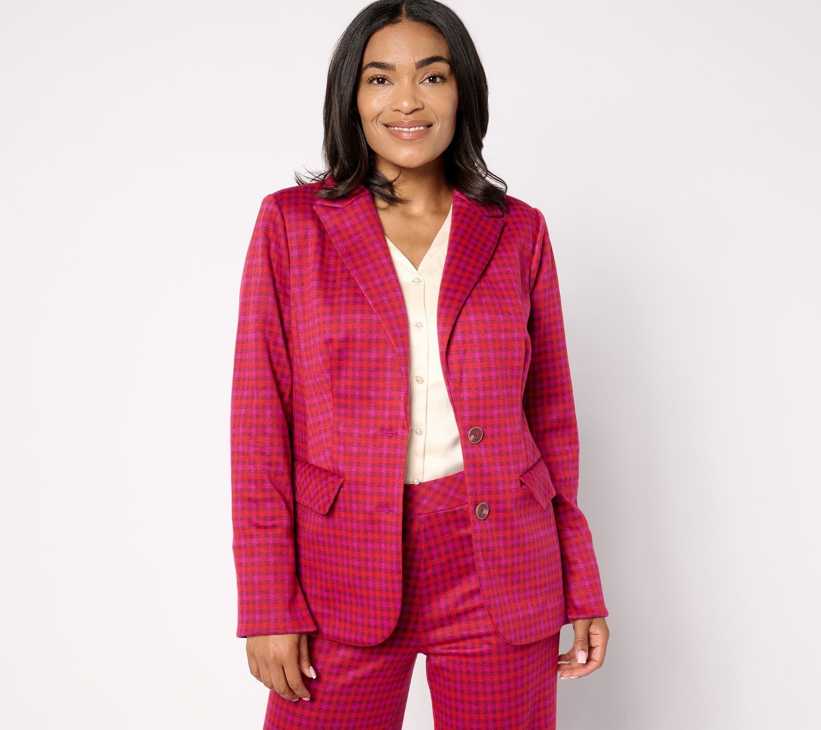 Isaac Mizrahi Live! Women's Plus Sz Jacket 2X Estate Yarn Dye Chianti A658805