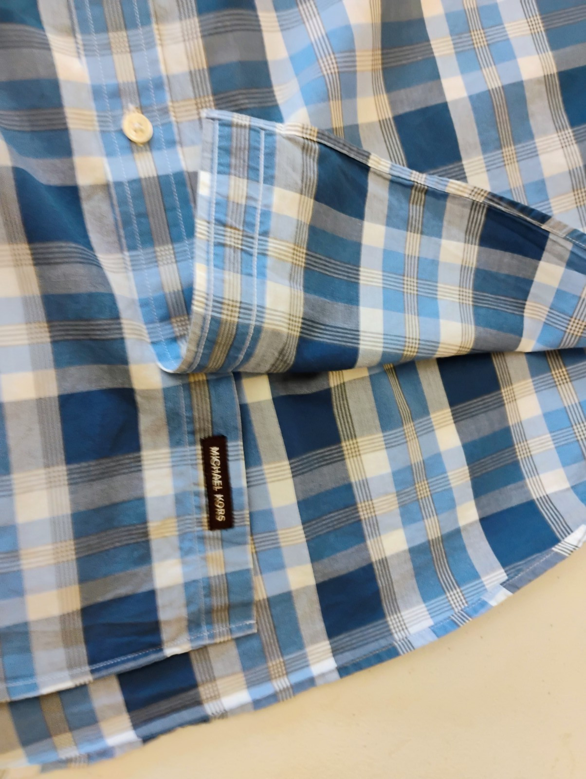 Michael Kors Men's Shirt Cotton Blue Stripe Long Sleeve Size XL Good Condition thumbnail 15