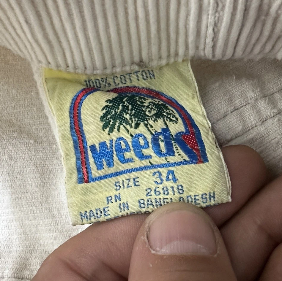 Pantalones Cortos De Colección Años 80 Weeds Para Hombre Pana Blanco Crema Surf Skate Talla 32 Foto 2 de 4