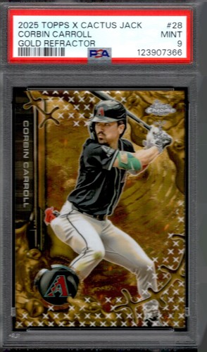 Corbin Carroll 2025 Topps Chrome X Cactus Jack Gold Refractor /50 #28 PSA 9