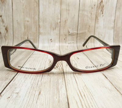 Gianni Po Burgundy Yellow Layer Eyeglass FRAMES GP6037 52-16-135 NWOT