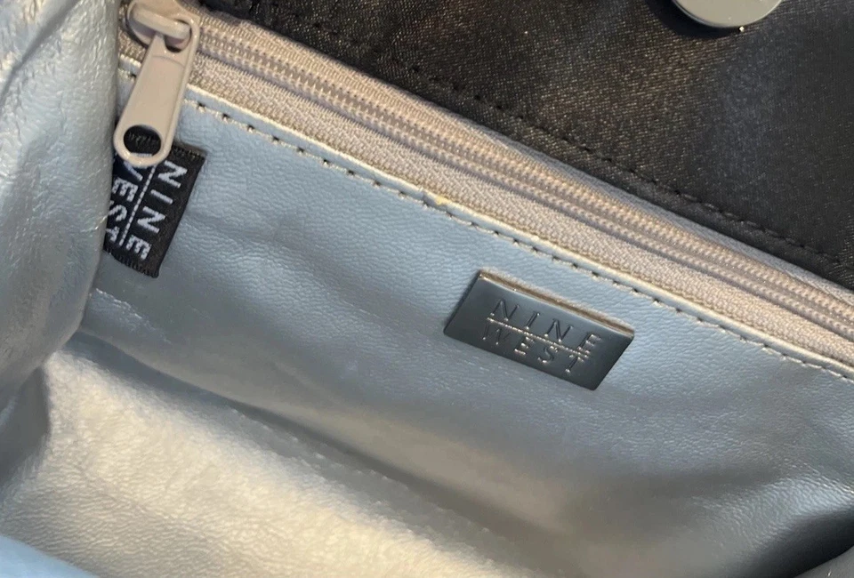 NINE WEST Tela Floral Negro Noche Formal Bolso Cartera Bolso de Mano Boda Cóctel Foto 4 de 4