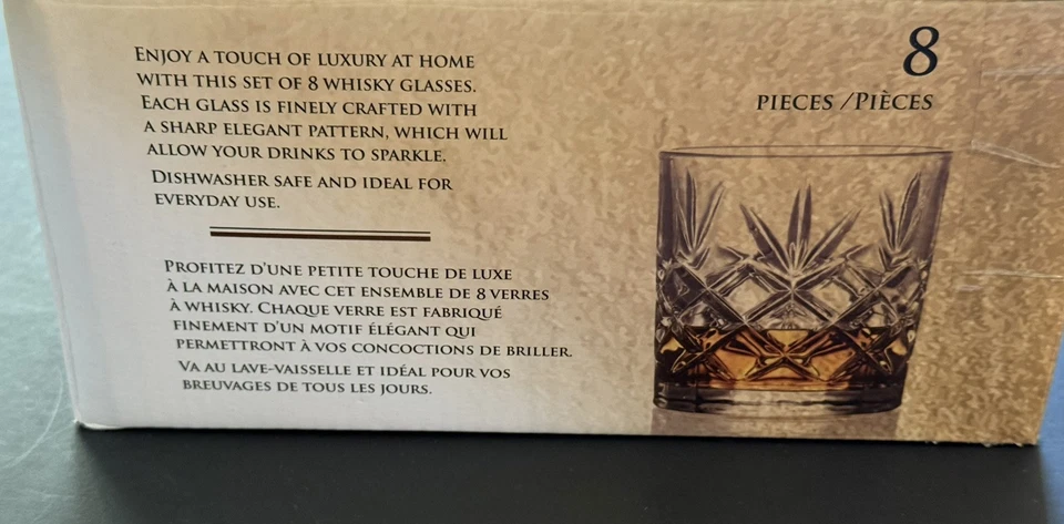 Vasos de whisky Royalty Art Kinsley Lowball, 8 piezas Juego, 10,6 OZ. Nuevo en caja. Foto 2 de 4